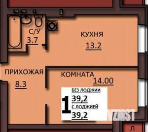 1-к квартира, вторичка, 39м2, 1/10 этаж