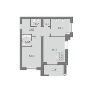 2-к квартира, вторичка, 78м2, 3/9 этаж