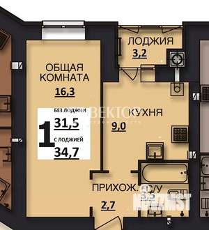 1-к квартира, вторичка, 35м2, 1/10 этаж