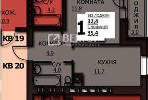 1-к квартира, сданный дом, 35м2, 4/10 этаж
