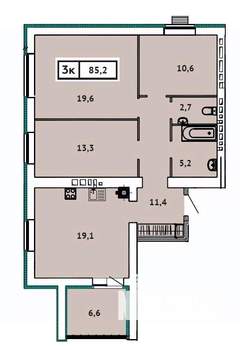 3-к квартира, строящийся дом, 85м2, 2/9 этаж