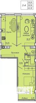 2-к квартира, вторичка, 62м2, 8/9 этаж
