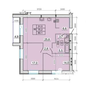 3-к квартира, вторичка, 80м2, 2/14 этаж