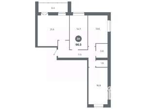 3-к квартира, вторичка, 90м2, 9/9 этаж
