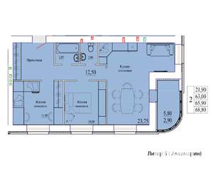 2-к квартира, вторичка, 69м2, 1/9 этаж