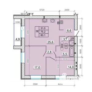 2-к квартира, вторичка, 80м2, 7/14 этаж