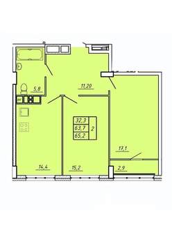 2-к квартира, строящийся дом, 65м2, 10/17 этаж