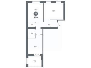 Студия квартира, вторичка, 70м2, 7/9 этаж