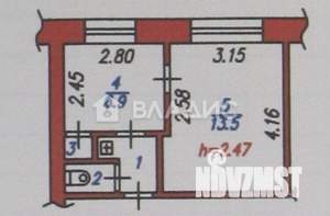 1-к квартира, вторичка, 24м2, 2/5 этаж