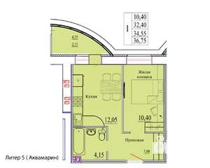 1-к квартира, вторичка, 37м2, 8/9 этаж