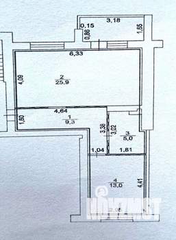 1-к квартира, вторичка, 53м2, 1/9 этаж