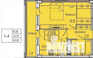 1-к квартира, вторичка, 41м2, 2/9 этаж