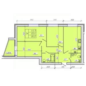 3-к квартира, вторичка, 86м2, 8/9 этаж