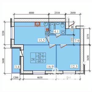 2-к квартира, вторичка, 61м2, 12/14 этаж