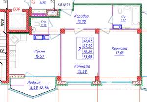 2-к квартира, вторичка, 73м2, 14/14 этаж