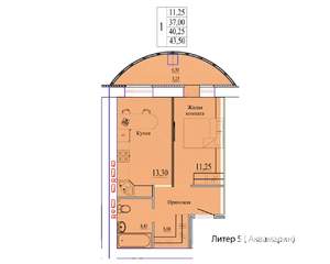 1-к квартира, вторичка, 44м2, 9/9 этаж