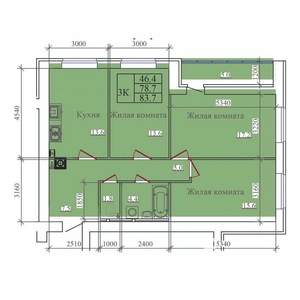 3-к квартира, вторичка, 84м2, 9/14 этаж