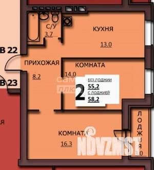 2-к квартира, вторичка, 60м2, 4/10 этаж