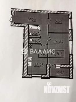 2-к квартира, сданный дом, 57м2, 9/9 этаж