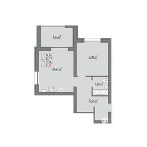 1-к квартира, строящийся дом, 62м2, 4/9 этаж