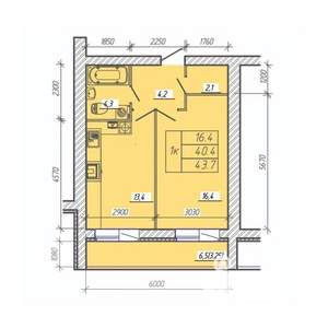 1-к квартира, вторичка, 44м2, 9/9 этаж