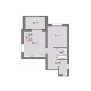 1-к квартира, строящийся дом, 62м2, 6/9 этаж
