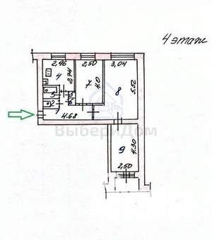 3-к квартира, вторичка, 60м2, 4/9 этаж