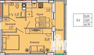 1-к квартира, вторичка, 41м2, 1/9 этаж