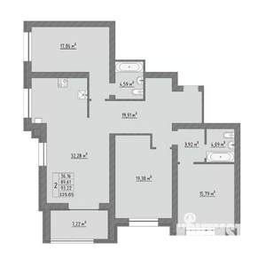 3-к квартира, строящийся дом, 125м2, 5/9 этаж