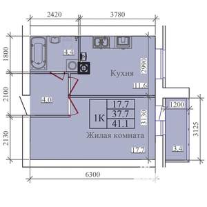 1-к квартира, вторичка, 41м2, 14/14 этаж