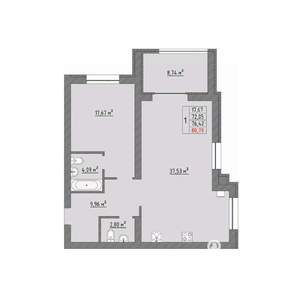 1-к квартира, строящийся дом, 81м2, 2/9 этаж