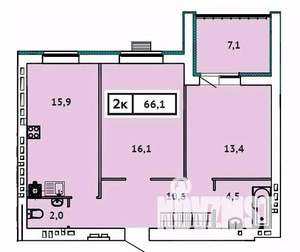2-к квартира, вторичка, 66м2, 8/9 этаж