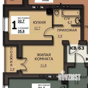 1-к квартира, строящийся дом, 34м2, 5/10 этаж