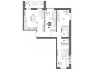 Студия квартира, вторичка, 90м2, 3/9 этаж