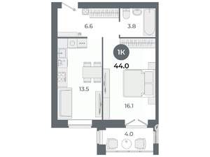 Студия квартира, вторичка, 44м2, 5/9 этаж