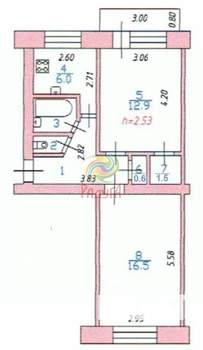 2-к квартира, вторичка, 47м2, 5/5 этаж