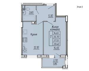 1-к квартира, вторичка, 39м2, 5/11 этаж