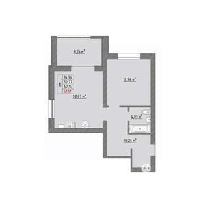 1-к квартира, вторичка, 62м2, 8/9 этаж