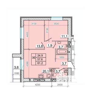 2-к квартира, вторичка, 61м2, 9/14 этаж