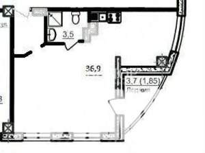 1-к квартира, вторичка, 40м2, 5/20 этаж