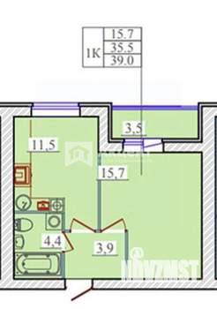 1-к квартира, вторичка, 39м2, 4/14 этаж