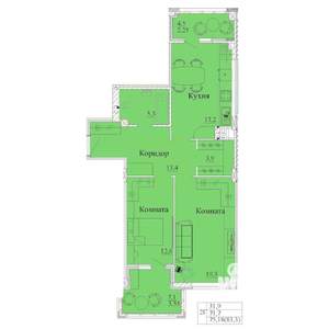 2-к квартира, строящийся дом, 83м2, 4/14 этаж