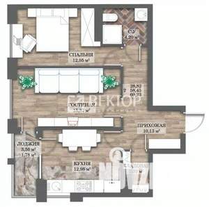 2-к квартира, вторичка, 60м2, 9/14 этаж