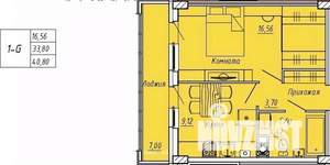 1-к квартира, вторичка, 41м2, 1/9 этаж