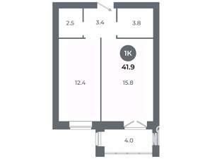 Студия квартира, вторичка, 42м2, 3/9 этаж