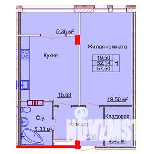 1-к квартира, строящийся дом, 58м2, 5/15 этаж