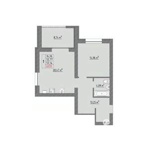 1-к квартира, строящийся дом, 62м2, 2/9 этаж