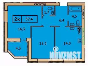 2-к квартира, вторичка, 57м2, 8/9 этаж