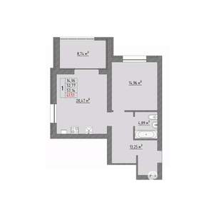 1-к квартира, строящийся дом, 62м2, 3/9 этаж