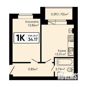 1-к квартира, вторичка, 34м2, 3/4 этаж